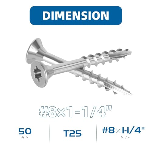 WELLOCKS #8 x 1-1/4 in 304 Stainless Deck Screws, 50 PCS - size: #8×1-1/4"