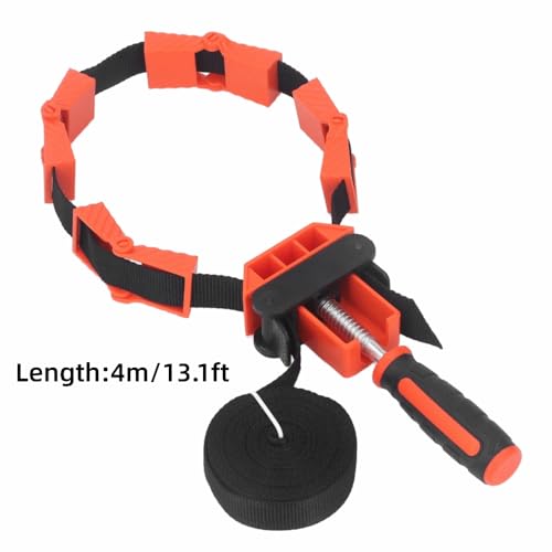 Nylon Strap Clamp with Ergonomic Handle Quick Release Band Clamp Tool for Woodworking Clamping Round or Irregular Shaped Objects, Picture Frames