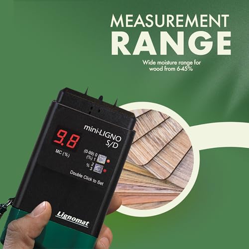 Lignomat Mini-Ligno S/D - Pin Moisture Meter & Tester for Construction, Maintenance, Flooring, Water Damage - Humidity Detection & Moisture Meter for Wood, Wall, Drywall & Firewood