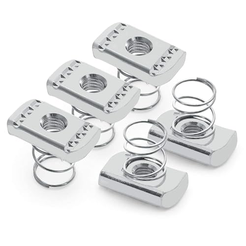OHLECTRIC (5 Pack) Strut Channel Nuts with Short Spring – Premium Zinc Electroplated Steel | 3/8"-16 UNC Thread, 0.37" Thick – Heavy-Duty Spring Nuts for 13/16" & 1" Strut Channel Systems - style: Short Spring Channel Nut