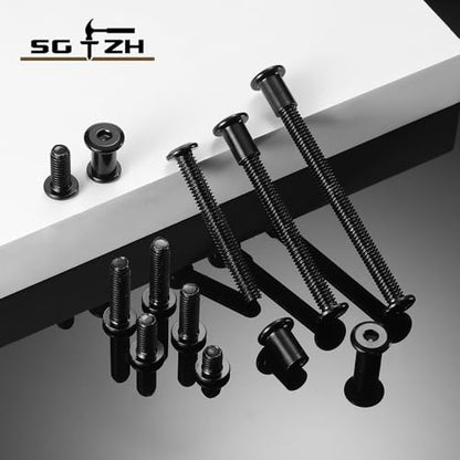 1/4-20 x 3 Inch 20Pcs Flat Head Hex Socket Cap Screws Bolts Barrel Nuts Kit, 304 Stainless Steel 18-8, Full Thread, Black Oxide by SG TZH (with Hex Spanner) - color: Black, size: 1/4-20 x 3"