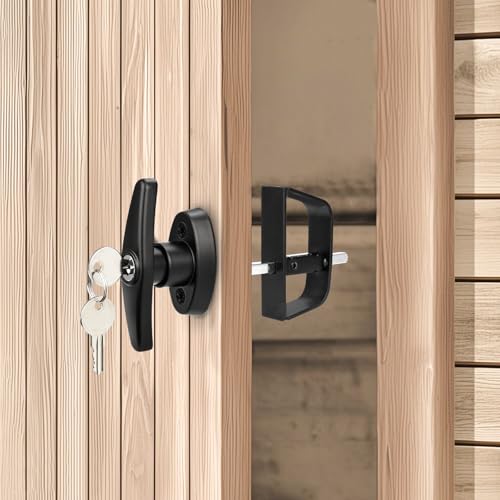 Shed Door Lock Latch, 2 Pack 5-1/2 Inch Stem Shed Door T Handle Lock with 8 Keys Hardware Set for Storage Barn Camper RV Garage, Fits on 4-1/2" Max Thickness - size: 5½ Inch Stem 2 PACK