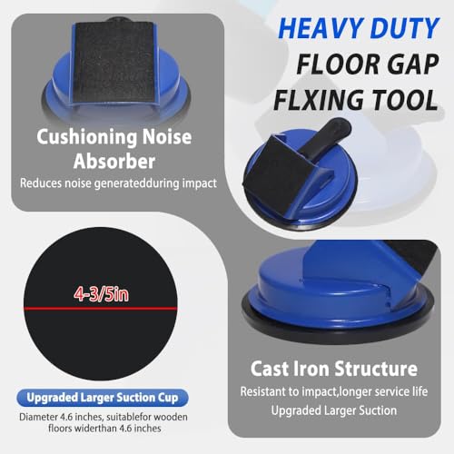 Heavy Duty Floor Gap Fixer Tool – Professional Flooring Gap Repair with 45° Striking Surface & Strong Suction Cup, Includes 5pcs Extra Sticky Pads for Laminate & Vinyl Floors