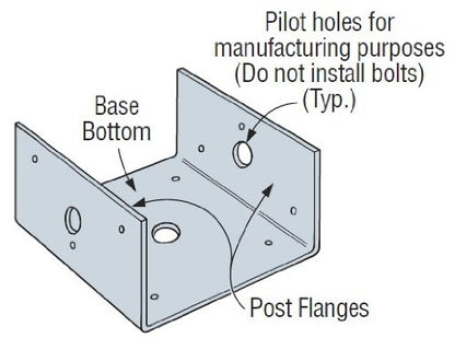 Half Post & Column Base, 18-Ga. Steel, 6 x 6-In.