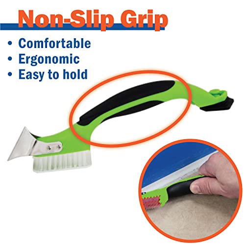 Warner Manufacturing 3-in-1 Caulk Tool for Easy Removal and Application, Scraper, Brush and Applicator,Green