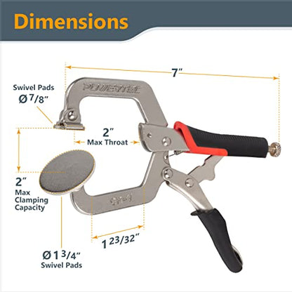 POWERTEC 4-Piece 2-Inch Face Clamps for Woodworking - Heavy Duty Wood Clamps with Ergonomic Grip & Large Swivel Pads, Ideal for DIY, Welding, Pocket Hole Joinery, Wood Projects - style: Face clamp, 4PK