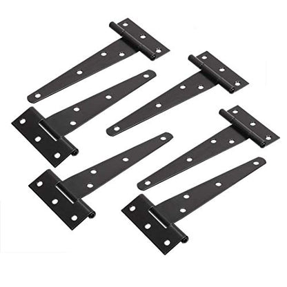 TamBee 6 Pcs 5 Inch T-Strap Light Duty Barn Door Hinges for Shed Gate - size: 5inch