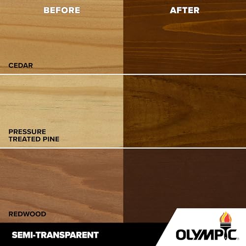 Olympic Elite 1 gal American Chestnut Semi-Transparent Wood Stain & Sealer - color: American Chestnut, style: Semi-Transparent