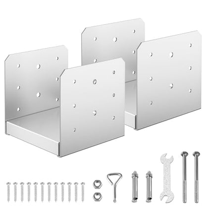6"x6" Adjustable Post Base, 2Pcs Stainless Steel Post Anchor Bracket - size: 6x6