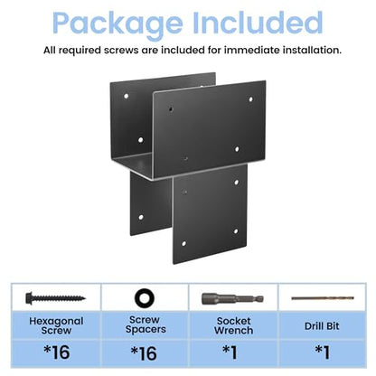 4 Pack 6x6 (Actual 5.5"x5.5") Metal Steel Post Cap Tie Brackets, Heavy Duty Pergola Bracket & Post to Beam Connector for Gazebo, Deck, Patio - size: 6in-4P