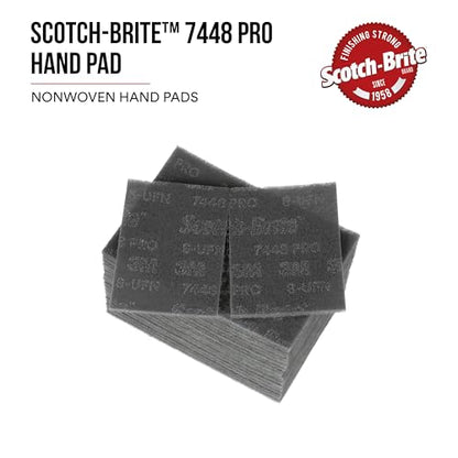 3M Scotch-Brite 7448 PRO Hand Pad - 6 in x 9 in Hand Sanding Pad - For Metal Surface Preparation, Removing Rust and Paint and Finishing