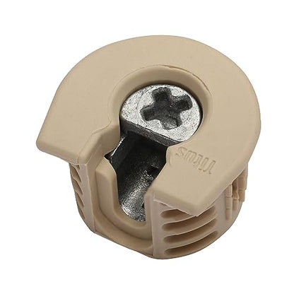 25 Pack Titus System 6 Cam Connector for 19mm Panel, with Ridge (Drop-in), Cam Lock Nut Furniture Fastener, Furniture Connecting Cam Fittings in Almond Finish, Non-Outrigger, R011ALM - size: 25 Pack, style: Almond Finish