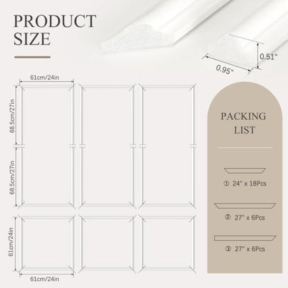 3 Sets Peel and Stick Wall Molding Kit, Premade Wainscoting Panels