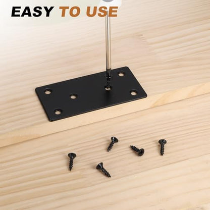 uxcell Flat Straight Brace Bracket Iron Shelf Support 2.36"x1.5" 12Pcs - color: Black, size: 2.36"x1.5"