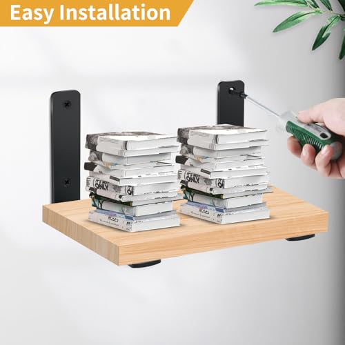 6 Pack - L 16" x H 8" x W1.5, 5mm Thick Black L Shelf Bracket, Iron Shelf Brackets, Metal Shelf Brackets, Floating Shelf, Shelf Supports with Screws - size: 16''x8'', style: Black 6 Pack