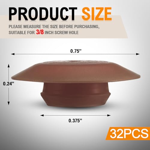 32 Pcs Door Threshold Screw Covers, Adjustable Sill Cap Plugs, Brown - color: Brown