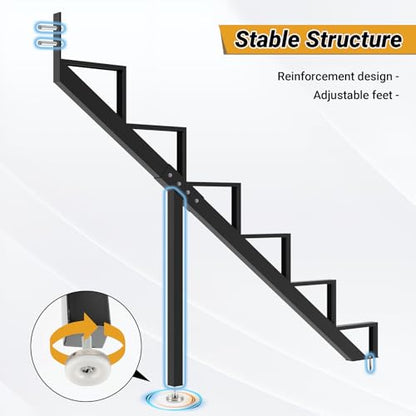 Steel Stair Step Riser 6-Step, Metal Stair Stringer with Reinforcing Support Legs, Heavy Duty Steel Stair Stringer for 50" Height Deck and Outdoor Steps (2 Pack) - size: 6 Step