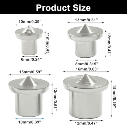 20 Pcs Dowel and Tenon Center Transfer Plugs, 4 Sizes Silver - size: 1/4" 5/16" 3/8" 1/2" Silver