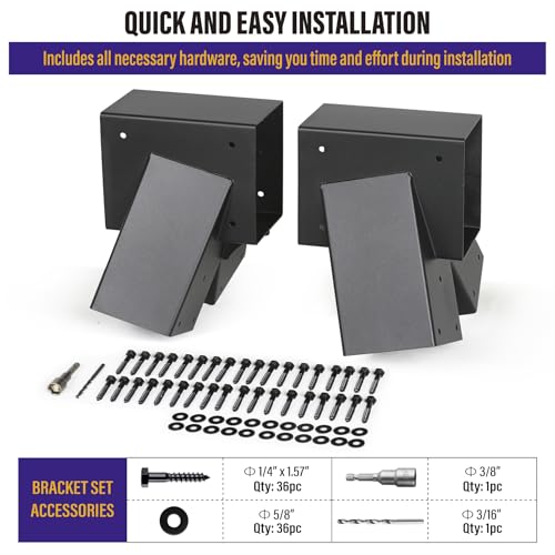 Hulave 2pcs A-Frame Swing Set Brackets, 201 Stainless Steel Swing Bracket Kit with Mounting Accessories(Black) - color: Black, size: 2 A-Frame Swing Set Brackets