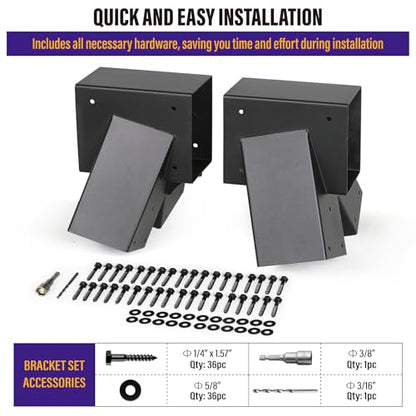 Hulave 2pcs A-Frame Swing Set Brackets, 201 Stainless Steel Swing Bracket Kit with Mounting Accessories(Black) - color: Black, size: 2 A-Frame Swing Set Brackets