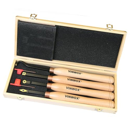 TITANIUM Coated Replacement Wood Turning Carbide Tip Set for VINWOX 3 PCS & 4 PCS Carbide Turning Tool Set, 2 of each Finisher (big and small size), Detailer, 4 of 2" Straight/Radius Combo, Pack of 10 - size: Blade