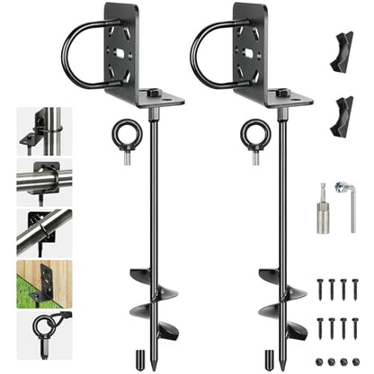 Ground Anchors Screw in 20" Set of 2 Pack, Multi Purpose Brackets - size: 20 inch 2pcs