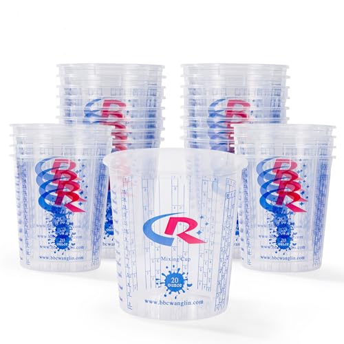 Paint Mixing Cup 20 Ounce, Accurate Measurements in Ratios and OZ. and ML, 36PCS Plastic Graduated Measuring Cups with 12PCS Lids for Paint, Resin, Epoxy, Acrylic, Pigments, Art - color: 20 ounce, size: Cups - Box of 36 + 12 Lids