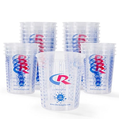 Paint Mixing Cup 20 Ounce, Accurate Measurements in Ratios and OZ. and ML, 36PCS Plastic Graduated Measuring Cups with 12PCS Lids for Paint, Resin, Epoxy, Acrylic, Pigments, Art - color: 20 ounce, size: Cups - Box of 36 + 12 Lids