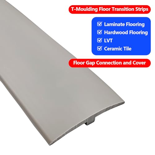 Flexible PVC T-Molding Transition Strips,Self-Adhesive Floor Divider Strip - color: Grey, size: 3.3 ft