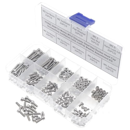 M2.5 304 Stainless Steel Knurled Hex Socket Cap Screw Nut Washer Kit - size: M2.5