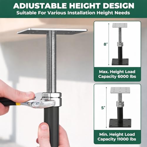 4PCS Adjustable House Floor Jacks for Leveling, 5" - 8" Adjust - color: Black