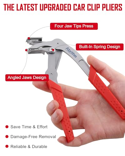 Car Clip Pliers, Panel Clip Removal Tool for Plastic Fasteners, Red - color: Red