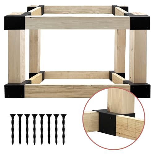 4 Pcs Workbench Brackets, 4x4 3-Way Right Angle Corner Bracket Heavy Duty Corner Brackets for DIY Workbench, Work Table, Fits 4x4 2x4 Wood - Black