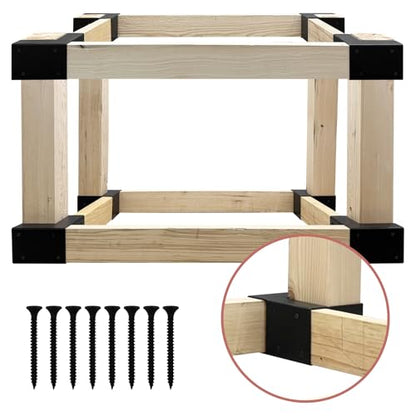 4 Pcs Workbench Brackets, 4x4 3-Way Right Angle Corner Bracket Heavy Duty Corner Brackets for DIY Workbench, Work Table, Fits 4x4 2x4 Wood - Black