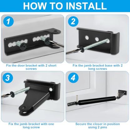 Reinforced Storm Door Closer Bracket Kit, Black - color: Black