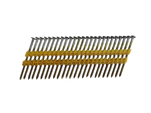 Zeluga 13-528 21 Degree 2-3/8" x.113" Round Head Ring Shank Plastic Strip Bright Collated Framing Nails, 5000/Box