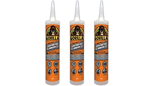 Gorilla Heavy Duty Construction Adhesive, 9 ounce Cartridge, White, (Pack of 3) - size: 3 - Pack