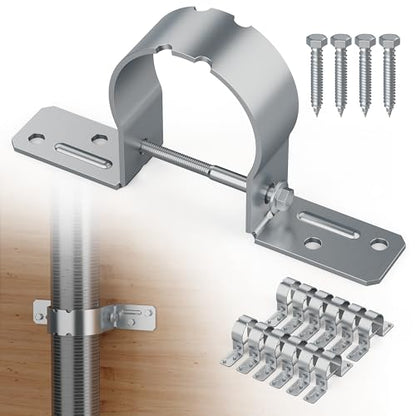 12 PCS Fence Post Brackets, 2-3/8 Steel to Wood Fence Bracket, Fence Brackets for Metal Posts, Galvanized Pipe Grip Tie Fence Post Repair with Screws - size: 2-3/8" Fence Bracket