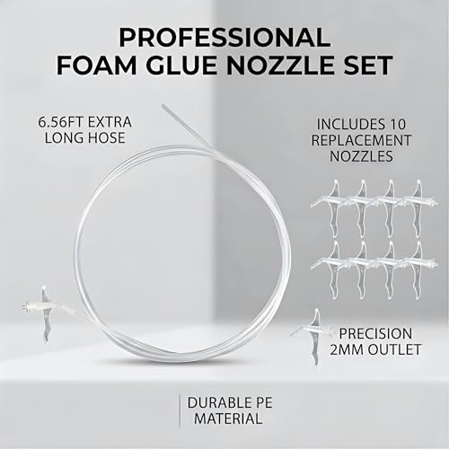 Spray Foam Nozzles, 6.56 Foot Length,1-Pack Replacement Tubes for Expansion Foam and 15 Tips,Caulking Suitable for DIY Spray Painting,Gun style - size: 6.56 Foot
