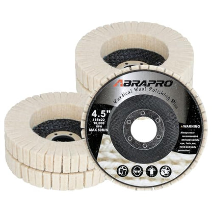 4.5" x 7/8" Vertical Wool Polishing Disc for Angle Grinder, 5 Pack - style: 5pack-Vertical Wool Polishing Disc