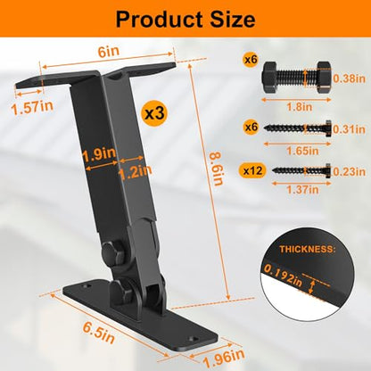 Heavy Duty Roof Riser Brackets Kit, 3 PCS Adjustable Angle Pergola Brackets - color: A, size: 3pcs