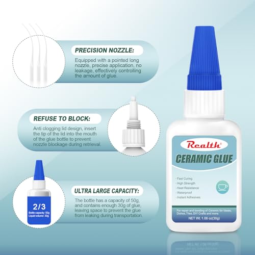Waterproof Ceramic Glue 30g 2 Pack Instant Drying Heat-Resistant Waterproof - size: 60g, style: Ceramic Glue