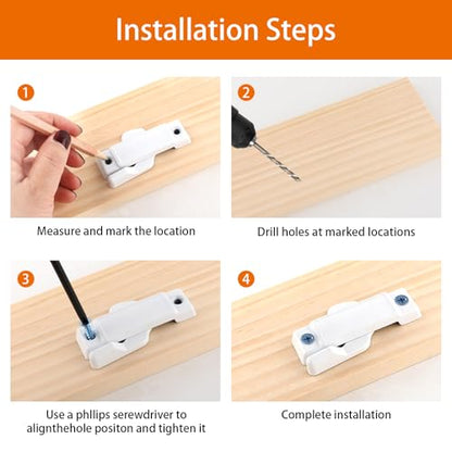 8 Pcs F2590 Window Sash Lock Replacement Kit,2-1/4 Inch Mounting Hole Centers, White Sash Locks with 8 Screws for Double Hung and Vertical Sliding Windows,Home Safety and Security Upgrade,Easy to Use