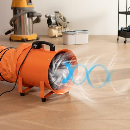 VEVOR Air Mover Blower Fan 12 in, 3198CFM 585W, Portable Ventilator, Orange - size: 12in-16ft