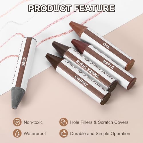 uxcell 5Pcs Wood Filler Stick, Wax Sticks Wood Touch Up Markers, White - color: White