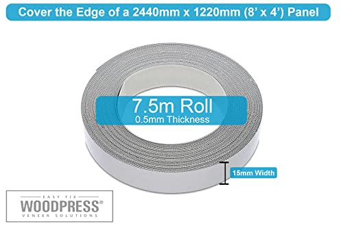 5/8 inch Grey Pearl Pre-Glued Melamine Edge Banding, 25 ft - size: Width: 5/8"
