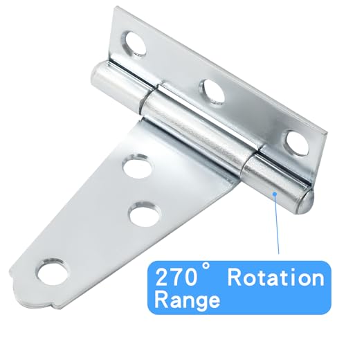 Murtenze 6Pack 2 Inch Silver T-Strap Shed Hinge - color: Silver, size: 2 Inch - 6Pack