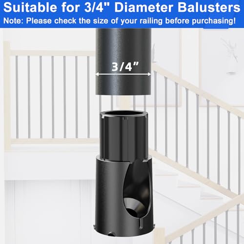 50 Pcs Baluster Connectors for 3/4" OD Round Balusters, Easy to Install Staircase Baluster Shoes with Screws, Durable Railing Connectors for Hollow Deck Balusters, Ideal for Railings Repair BC50 - size: Level Rail