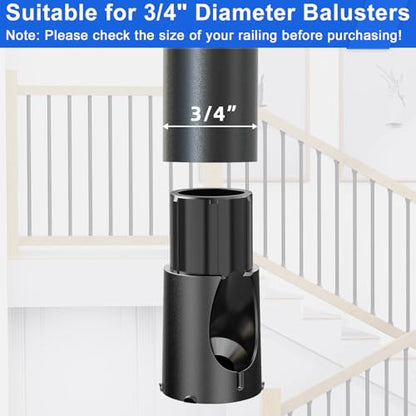 50 Pcs Baluster Connectors for 3/4" OD Round Balusters, Easy to Install Staircase Baluster Shoes with Screws, Durable Railing Connectors for Hollow Deck Balusters, Ideal for Railings Repair BC50 - size: Level Rail