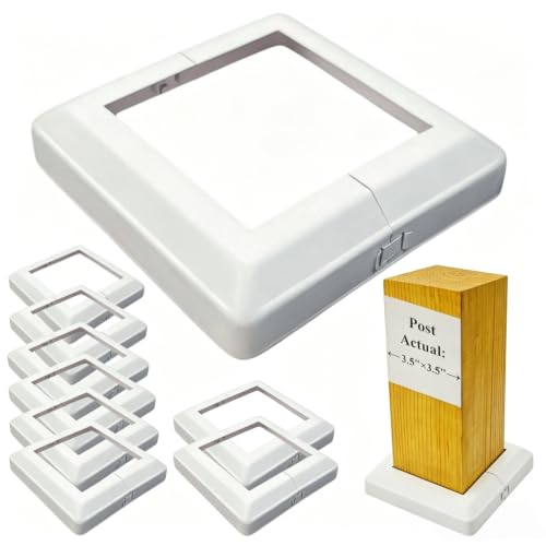 Aluminum 4x4 Post Base Cover, 8 Pack Split White Skirt Trim Fits 3.5" Posts - color: white 8-pack